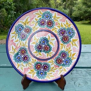 San Sebastian De Aparicio Puebla, Mexico Flower Design Plate Decor Handpainted